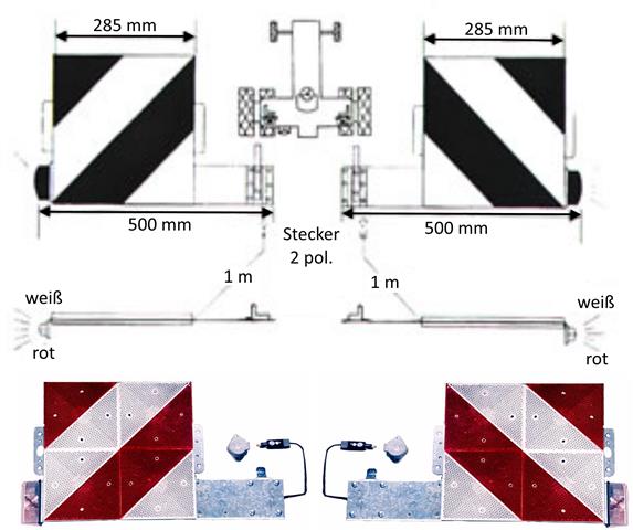 Warntafel SET mit Vorder- und Rückbeleuchtung (2 Tafeln)