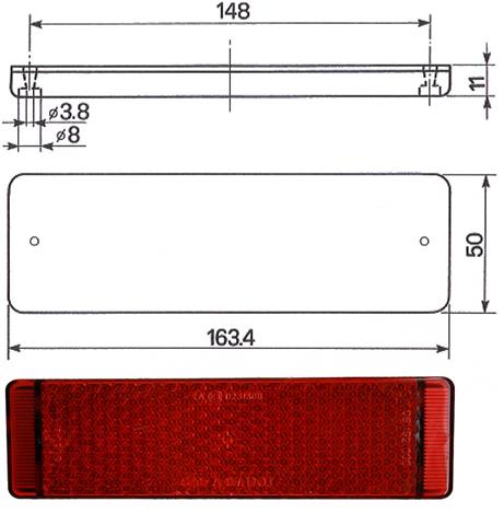 Rückstrahler selbstklebend rot 134,9x23,4 mm