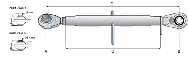 Stahl Oberlenker Kat1 265/340 M24x3 Traktorzubehör